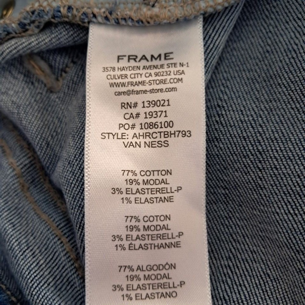 FRAME 31 Ali High Rise Cigarette Jeans Van Ness Wash Denim Raw Hem Ankle - Picture 10 of 10